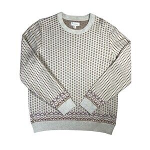 Free Assembly Sweater Men's Medium Gray Printed Crew Neck Long Sleeve Pullover